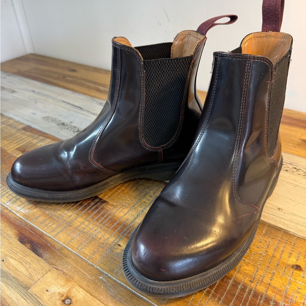 Dr. Martens flora arcadia chelsea boots, cherry red, size 8
